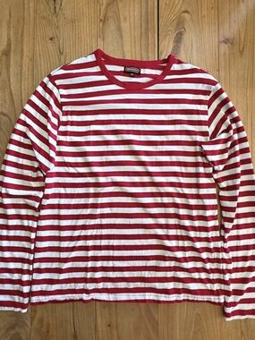 Run & Fly Red & White Stripe Long Sleeve T-Shirt - Men/Unisex 2XL - Fits L-XL